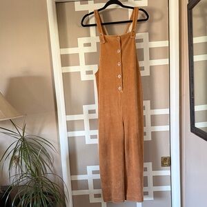 Madewell Velour Corduroy Button-Front Overalls Jumpsuit